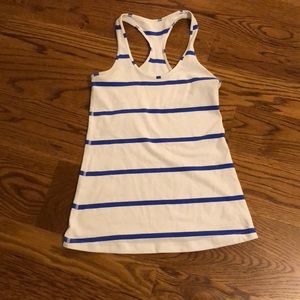blue and white stripe athletic tank